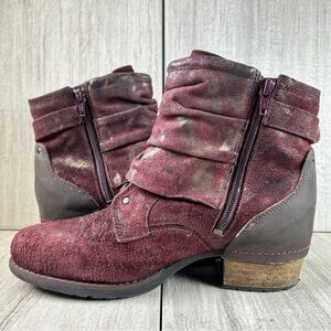 Merrell Women's Burgundy Gold Suede Ankle Boot Shiloh Cuff